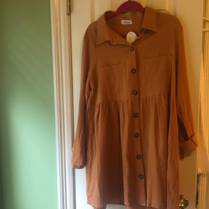 NWT Size medium button up‎ the front blousey mini dress